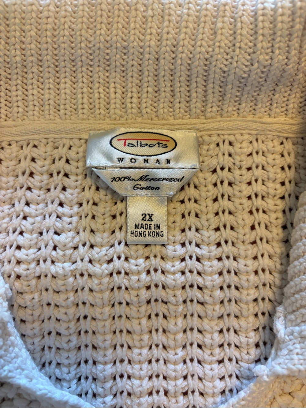 Talbots Cream Textured Button-Front Cardigan - Picture 4 of 7